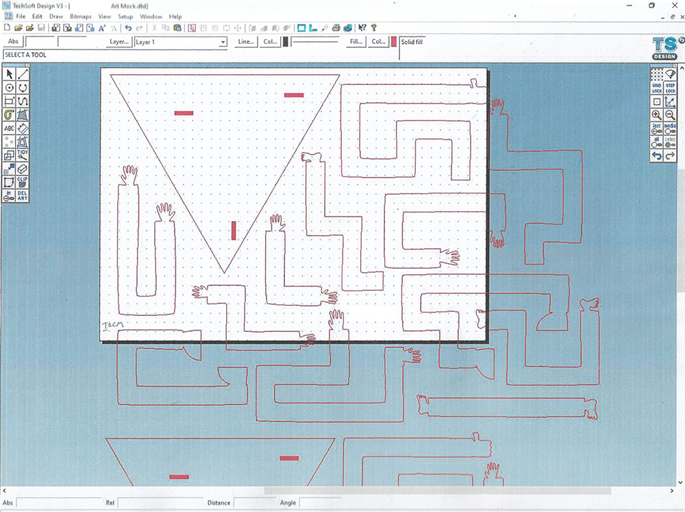 A digitally recreation of the sketch in the TechSoft software.