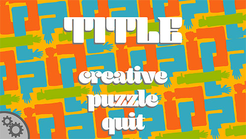 titlescreen with three buttons: creative, puzzle and quit, and a tessellating LIMBS background.